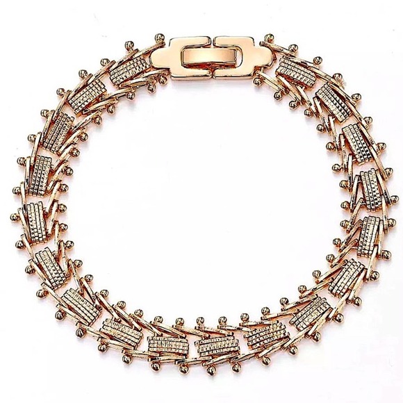 Rose Gold Chain Link Fishbone Bracelet - Picture 3 of 4